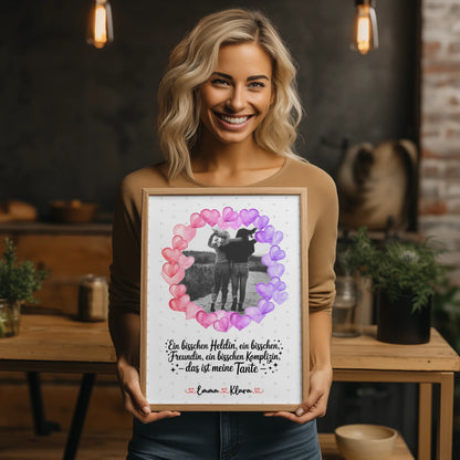 Poster Wandbild Black & White Heldin Freundin Schwester mit Namen, Foto & Spruch