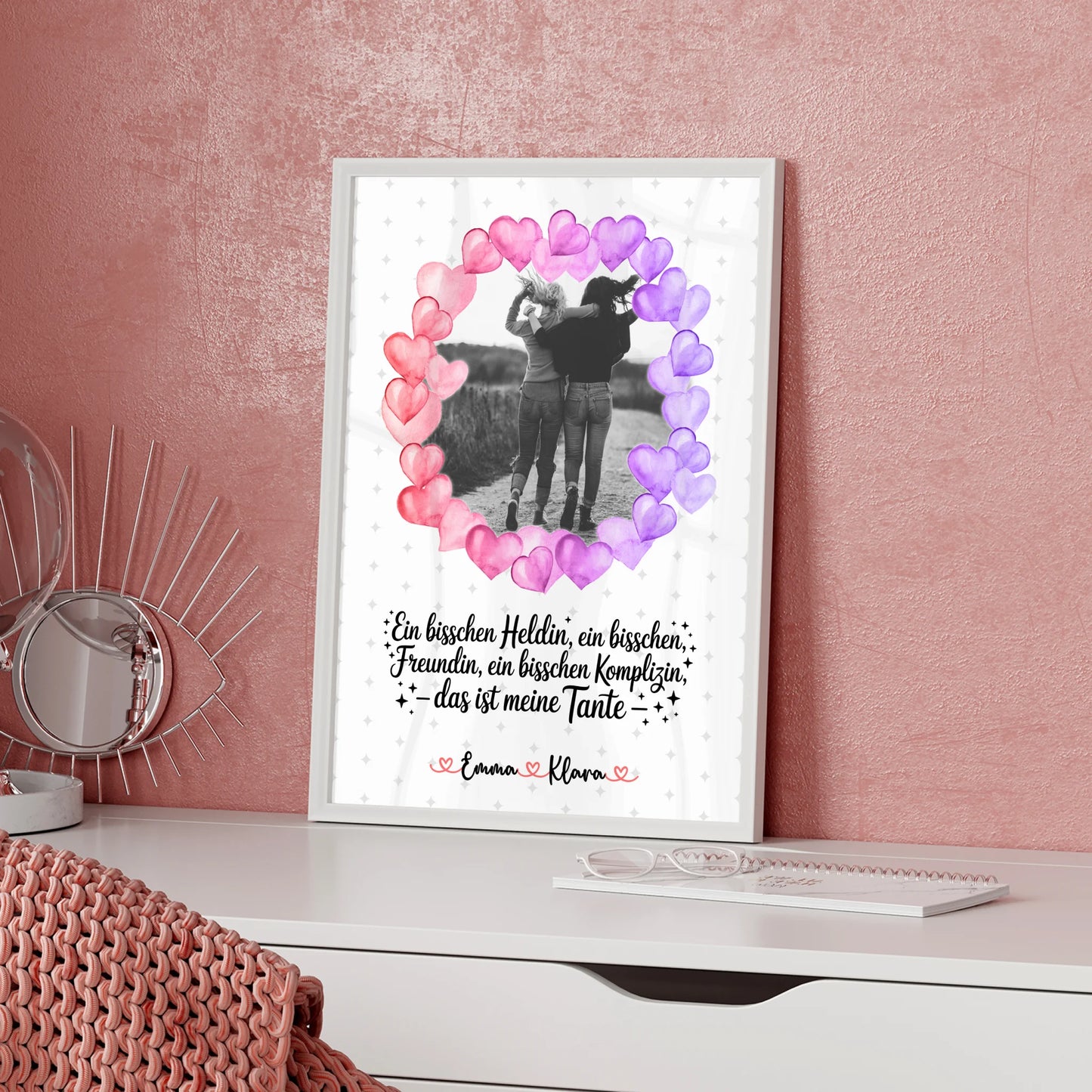 Poster Wandbild Black & White Heldin Freundin Schwester mit Namen, Foto & Spruch