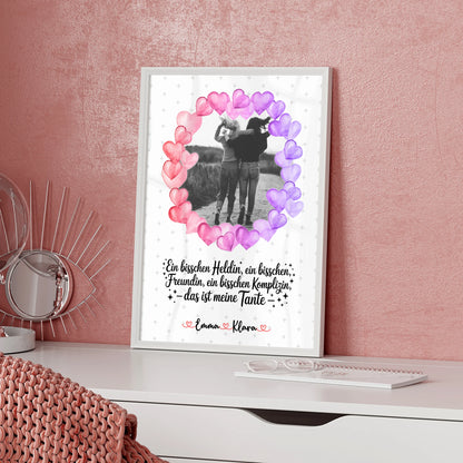 Poster Wandbild Black & White Heldin Freundin Schwester mit Namen, Foto & Spruch