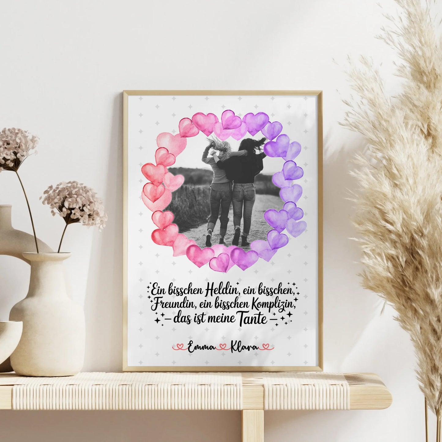Poster Wandbild Black & White Heldin Freundin Schwester mit Namen, Foto & Spruch