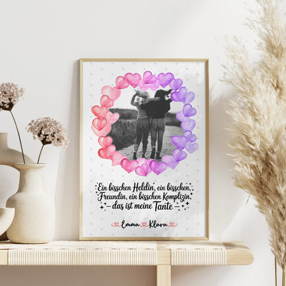 Poster Wandbild Black & White Heldin Freundin Schwester mit Namen, Foto & Spruch