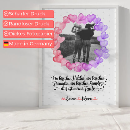 Poster Wandbild Black & White Heldin Freundin Schwester mit Namen, Foto & Spruch