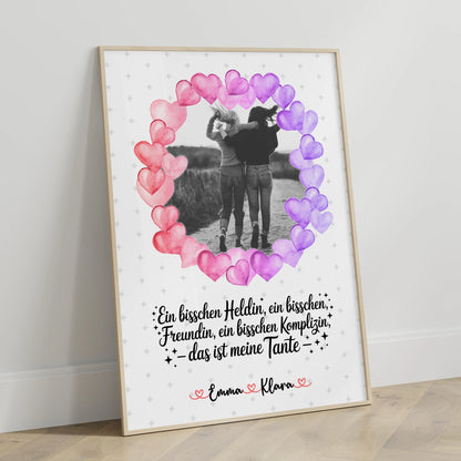 Poster Wandbild Black & White Heldin Freundin Schwester mit Namen, Foto & Spruch