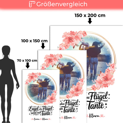 Decke Mit Namen mit Foto & Namen und Wunschtext, Bruder ist ein Engel, Tante