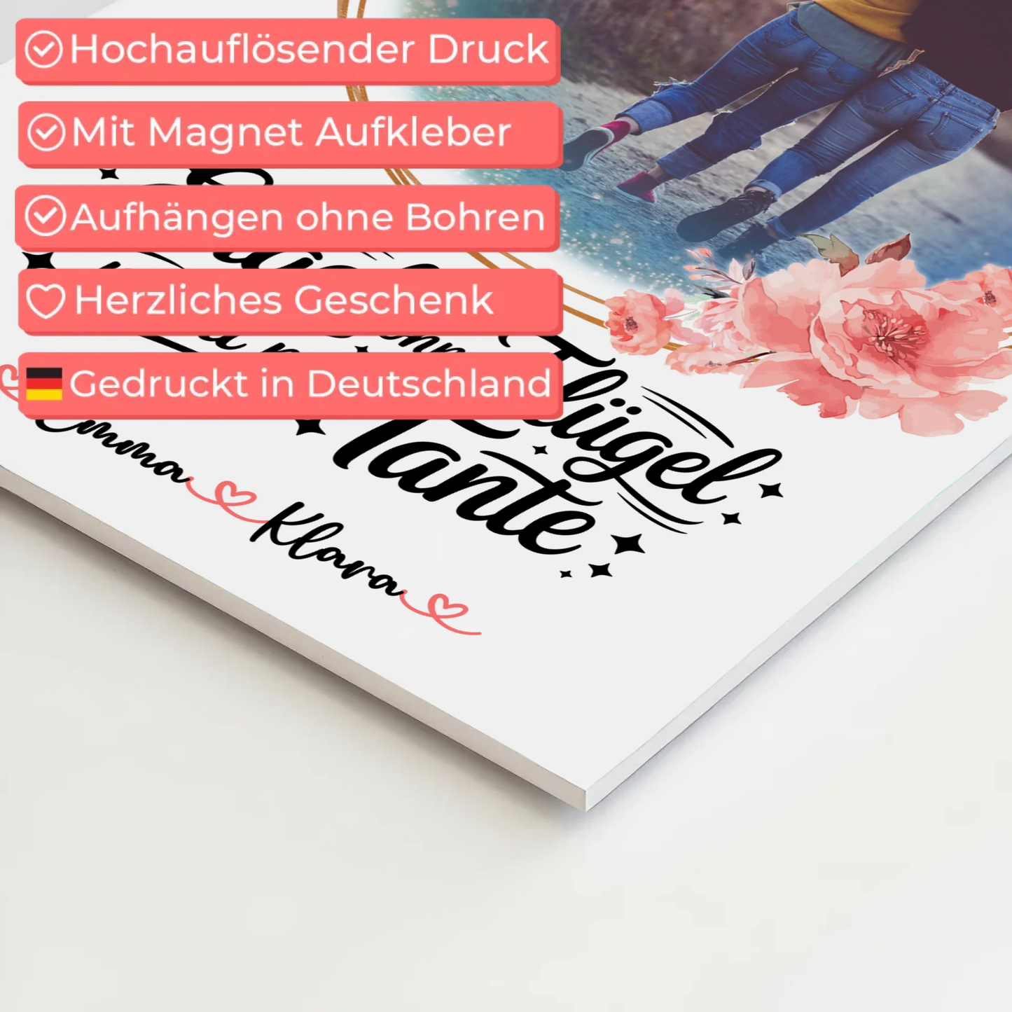 Fotoboard personalisiert mit Bruder ist ein Engel Motiv für Tante - Foto & Namen