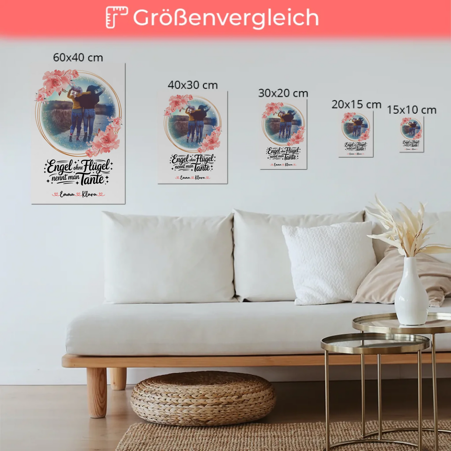 Fotoboard personalisiert mit Bruder ist ein Engel Motiv für Tante - Foto & Namen