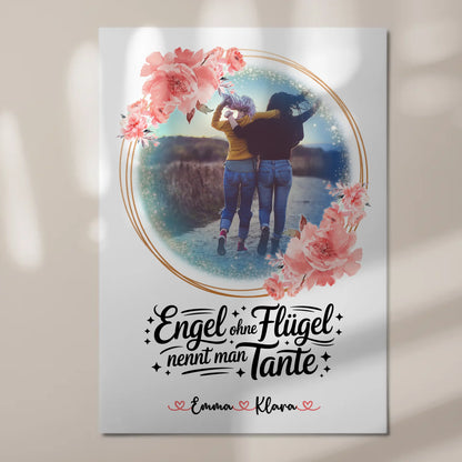 Fotoboard personalisiert mit Bruder ist ein Engel Motiv für Tante - Foto & Namen