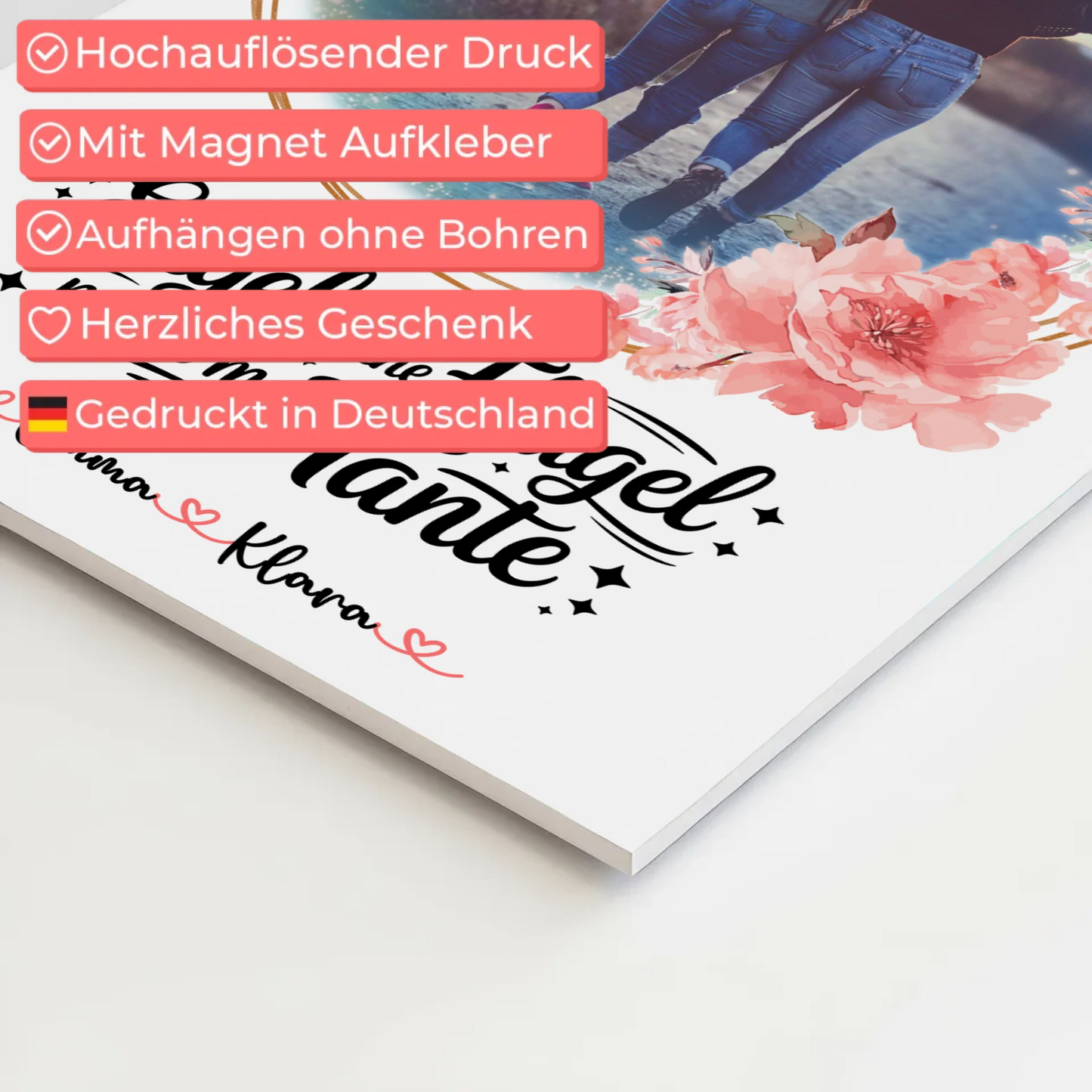 Fotoboard personalisiert mit Bruder ist ein Engel Motiv für Tante - Foto & Namen