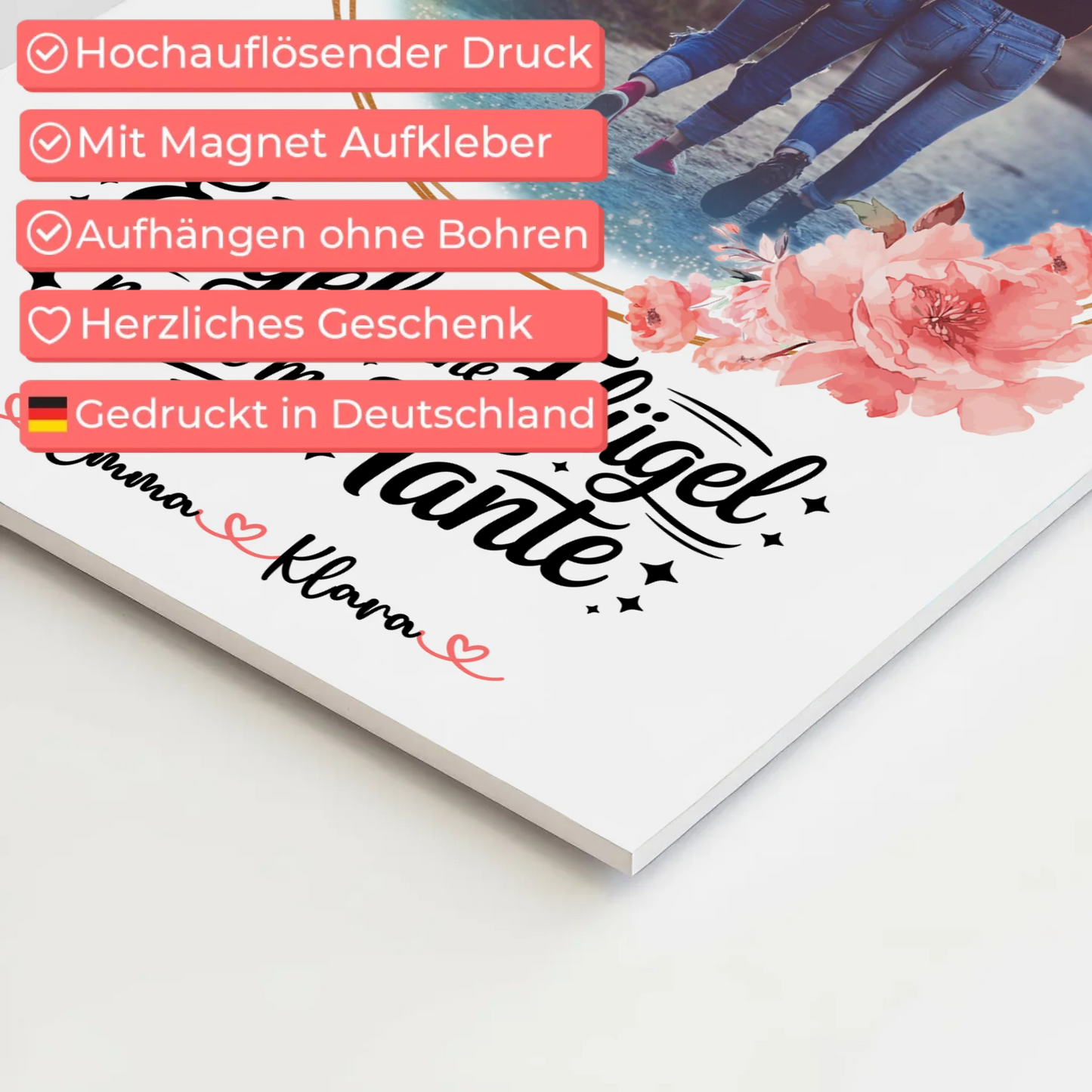 Fotoboard personalisiert mit Bruder ist ein Engel Motiv für Tante - Foto & Namen