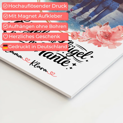 Fotoboard personalisiert mit Bruder ist ein Engel Motiv für Tante - Foto & Namen