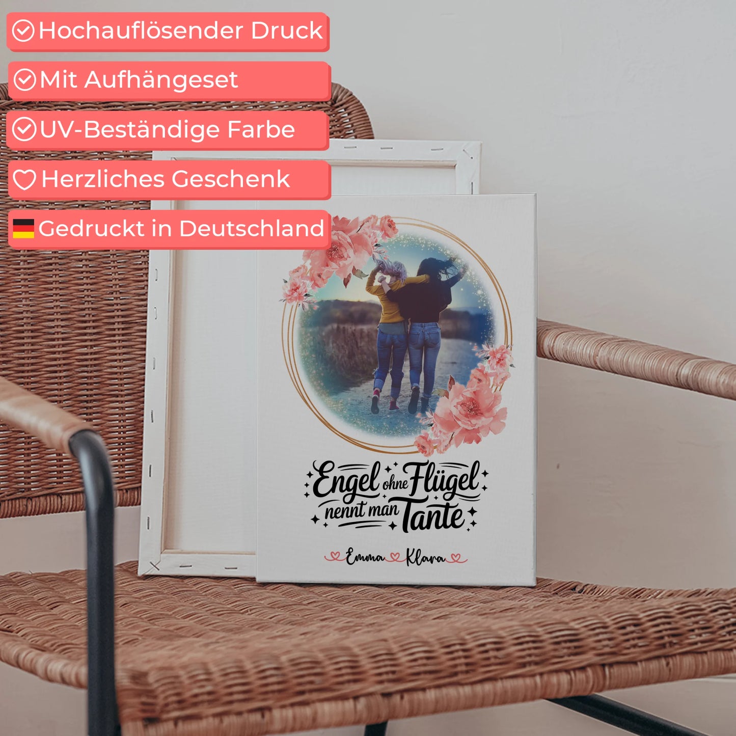 Leinwand Personalisiert Bruder ist ein Engel für Tante 1 Foto, Namen & Wunschtext