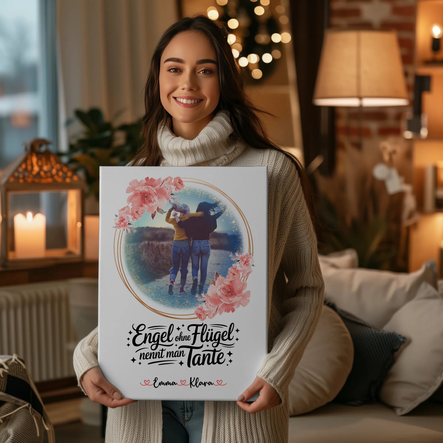 Leinwand Personalisiert Bruder ist ein Engel für Tante 1 Foto, Namen & Wunschtext