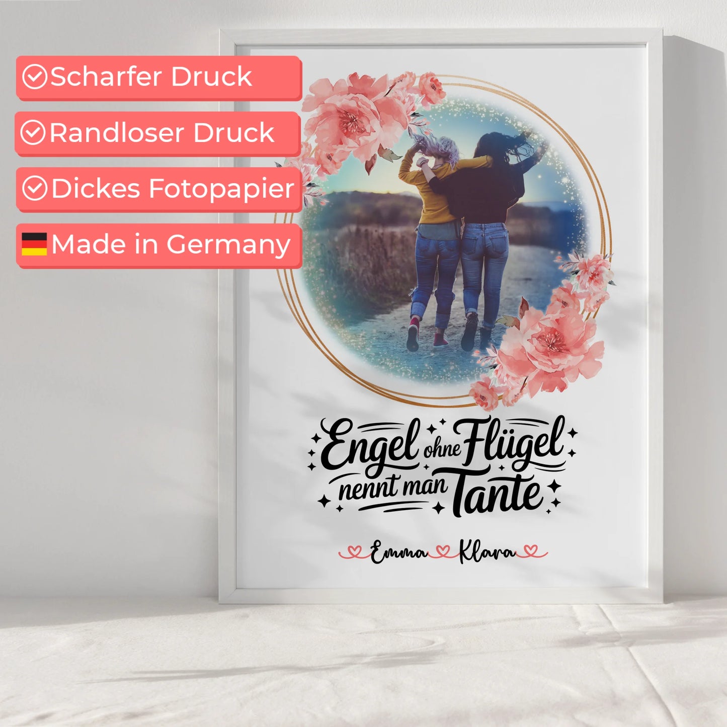 Liebes Poster Personalisiert mit 1 Foto, Namen & Wunschtext für Bruder ist ein Engel