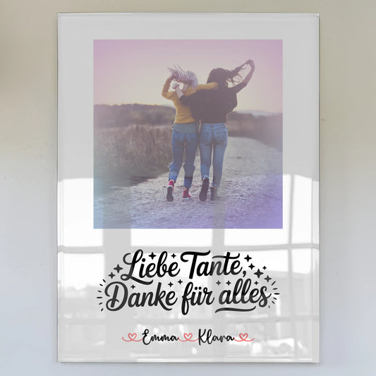 Wandbild Acrylglas Liebe Tante Danke für alles mit Foto, Namen & Wunschtext