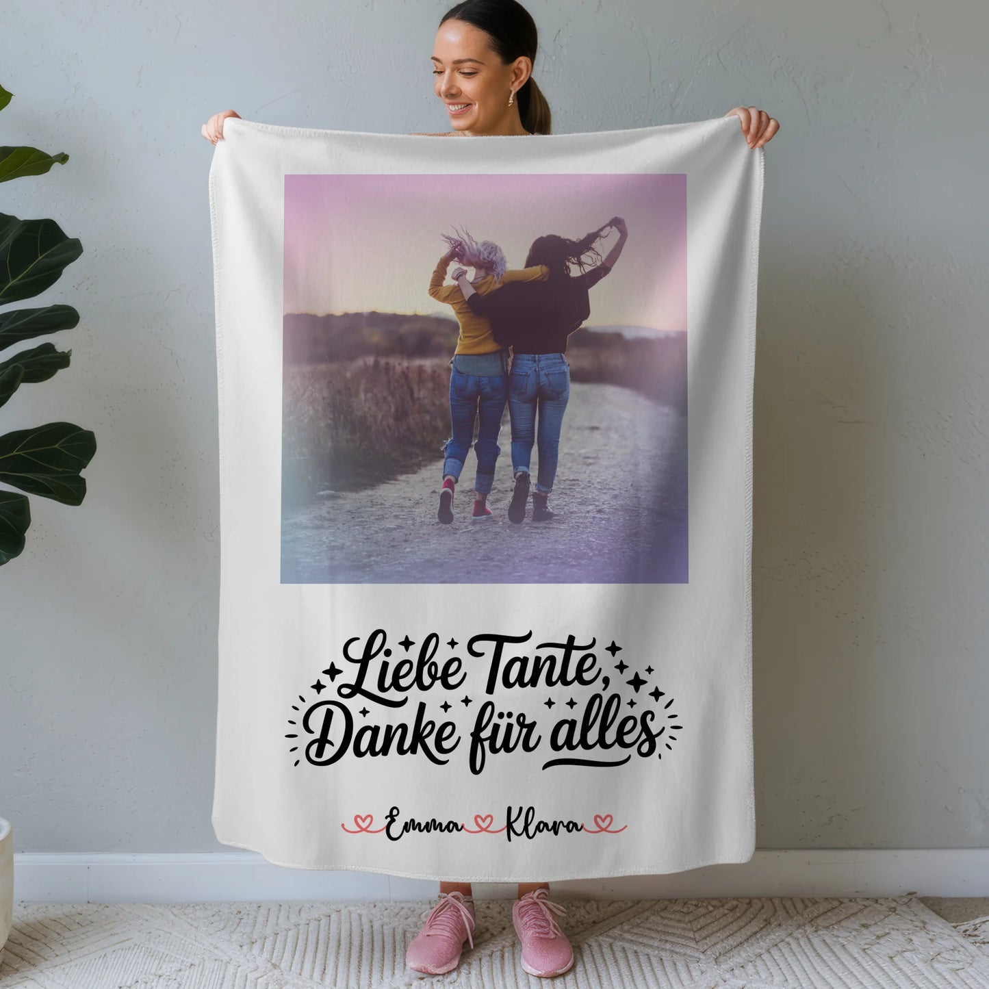 Personalisierte Kuscheldecke Mit Namen Tante Mit Foto und Wunschtext