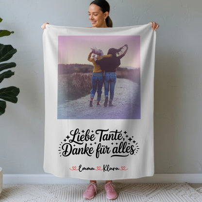 Personalisierte Kuscheldecke Mit Namen Tante Mit Foto und Wunschtext