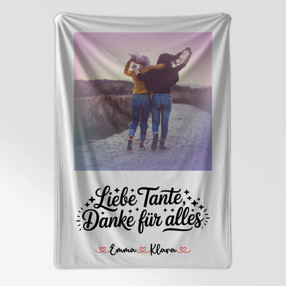 Personalisierte Kuscheldecke Mit Namen Tante Mit Foto und Wunschtext