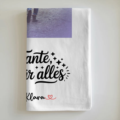 Personalisierte Kuscheldecke Mit Namen Tante Mit Foto und Wunschtext