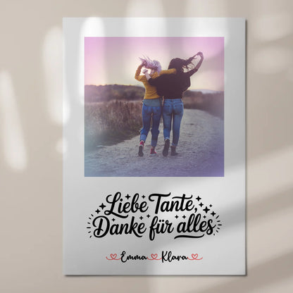 Fotoboard Poster Magnetisch Liebe Tante Danke für alles Mit Foto und Namen