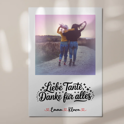 Fotoboard Poster Magnetisch Liebe Tante Danke für alles Mit Foto und Namen