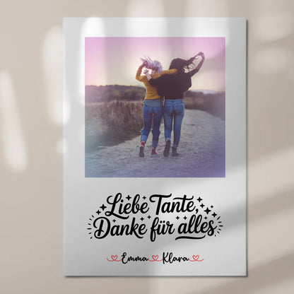 Fotoboard Poster Magnetisch Liebe Tante Danke für alles Mit Foto und Namen