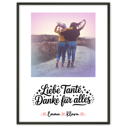 Personalisiertes Poster Liebe Tante Danke für alles Mit Foto Namen & Wunschtext