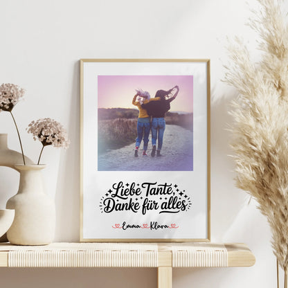 Personalisiertes Poster Liebe Tante Danke für alles Mit Foto Namen & Wunschtext