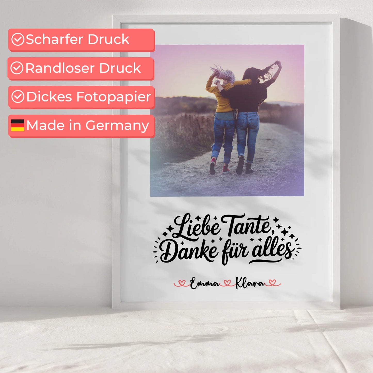 Personalisiertes Poster Liebe Tante Danke für alles Mit Foto Namen & Wunschtext
