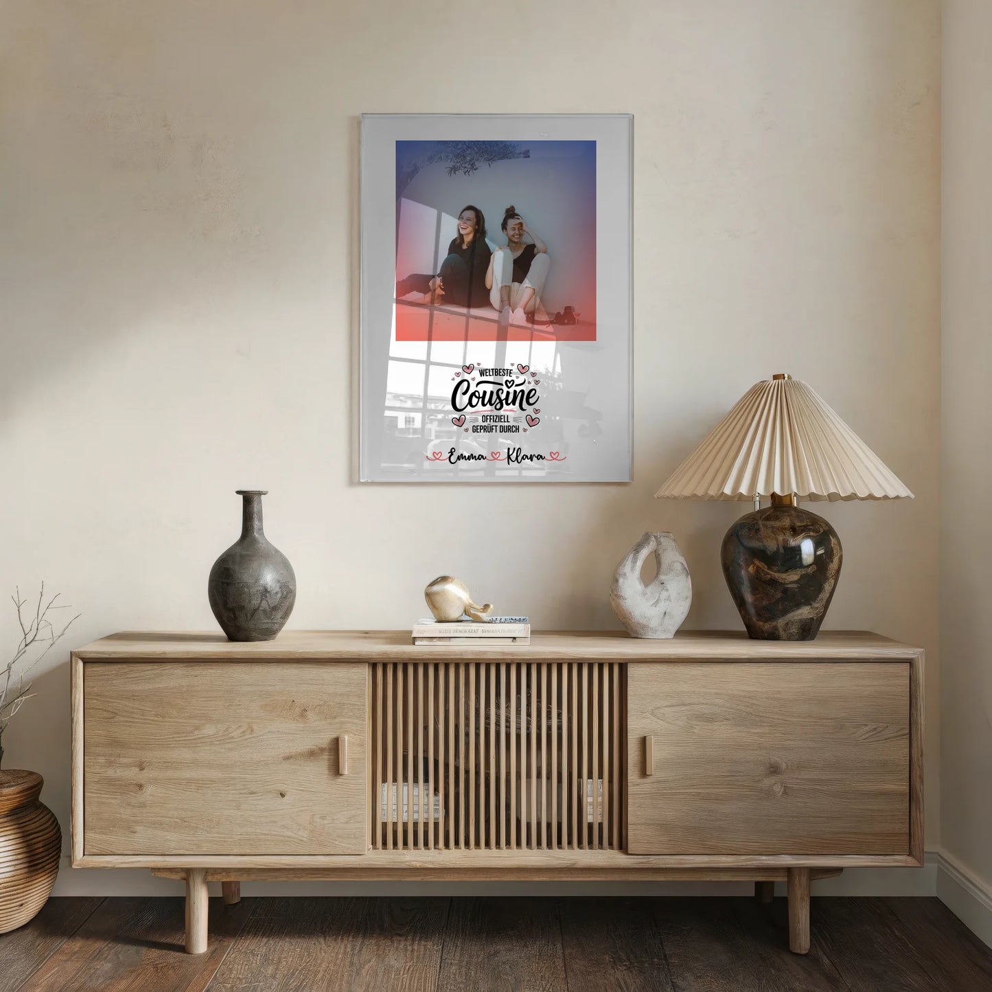 Foto Acrylglas Weltbeste Cousine mit Foto, Namen & Wunschtext