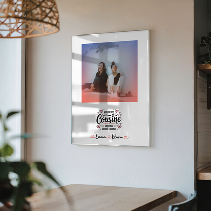 Foto Acrylglas Weltbeste Cousine mit Foto, Namen & Wunschtext