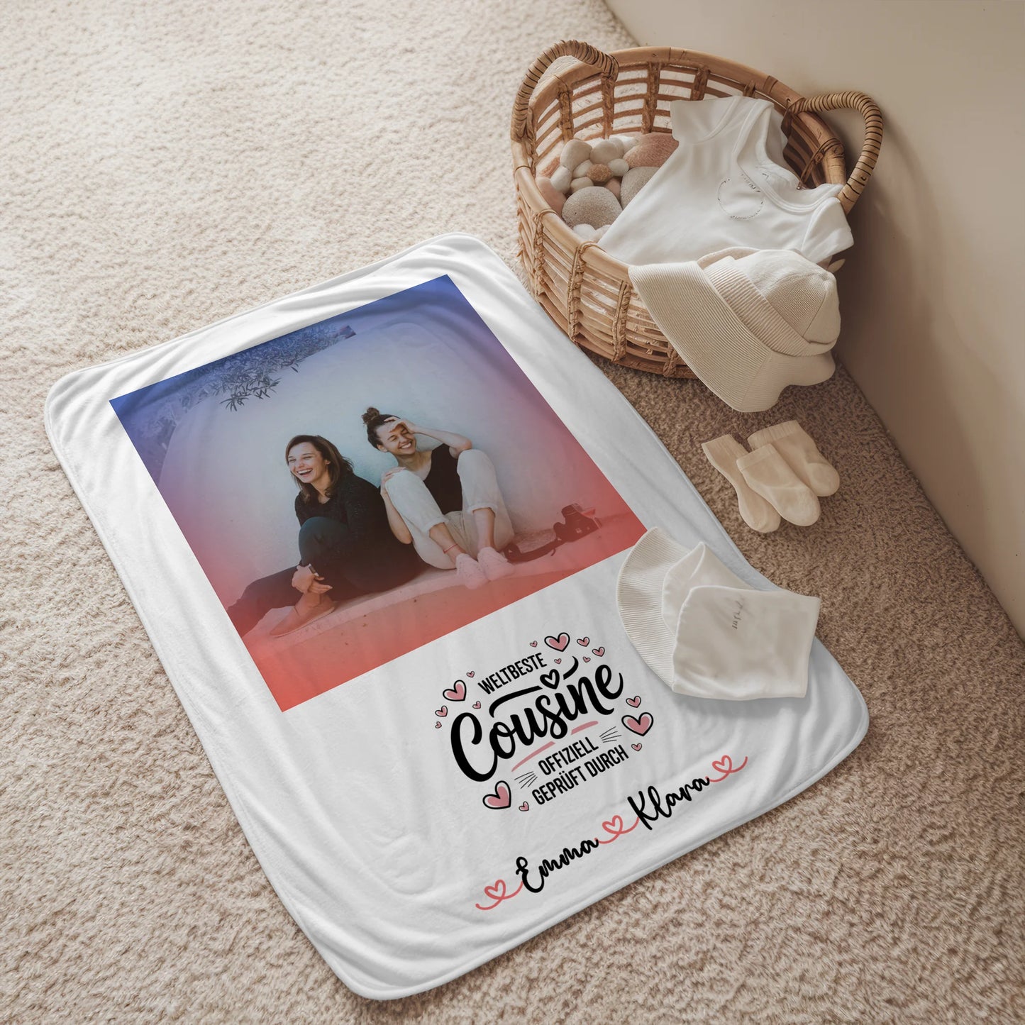 Personalisierte Kuscheldecke Mit Namen Weltbeste Cousine Foto