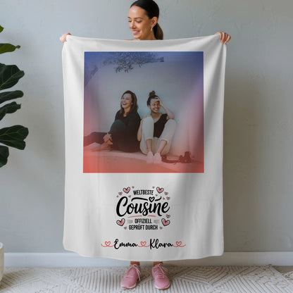 Personalisierte Kuscheldecke Mit Namen Weltbeste Cousine Foto