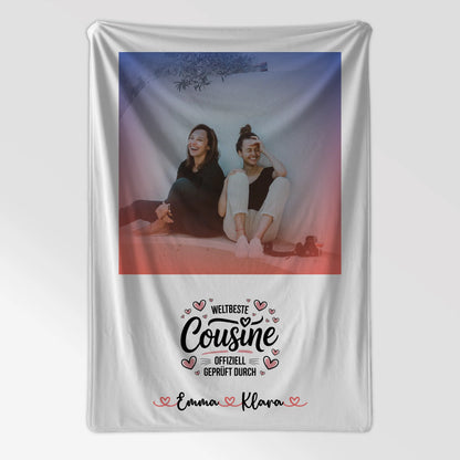 Personalisierte Kuscheldecke Mit Namen Weltbeste Cousine Foto