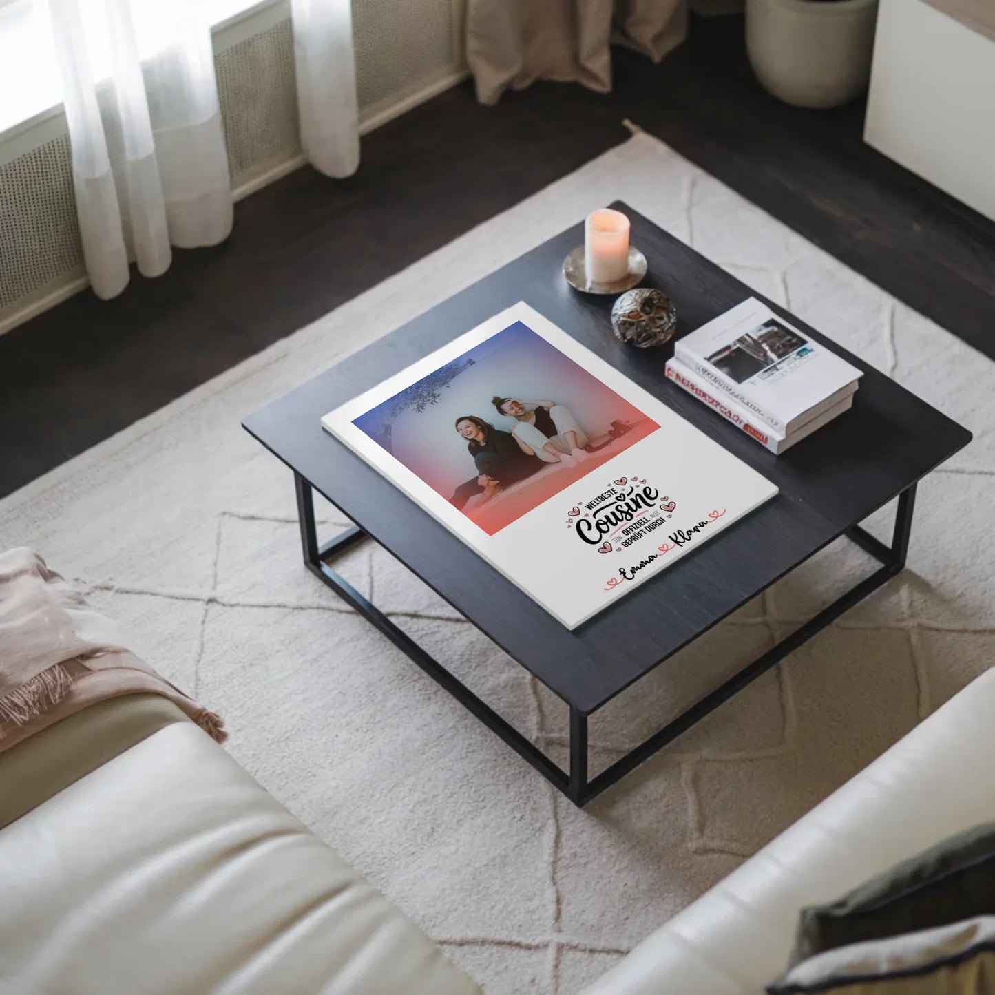 Fotoboard Magnet Wandbild Weltbeste Cousine mit Foto und Namen