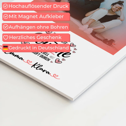 Fotoboard Magnet Wandbild Weltbeste Cousine mit Foto und Namen