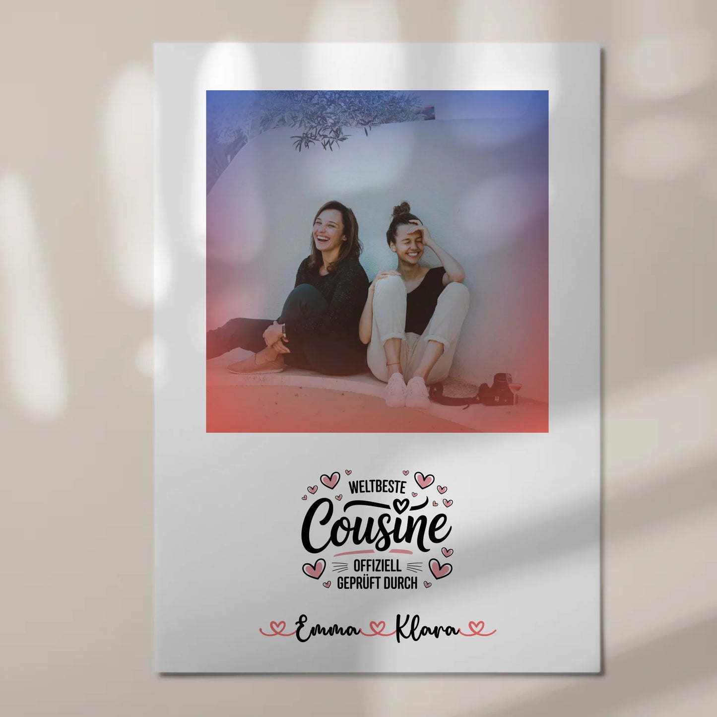 Fotoboard Magnet Wandbild Weltbeste Cousine mit Foto und Namen