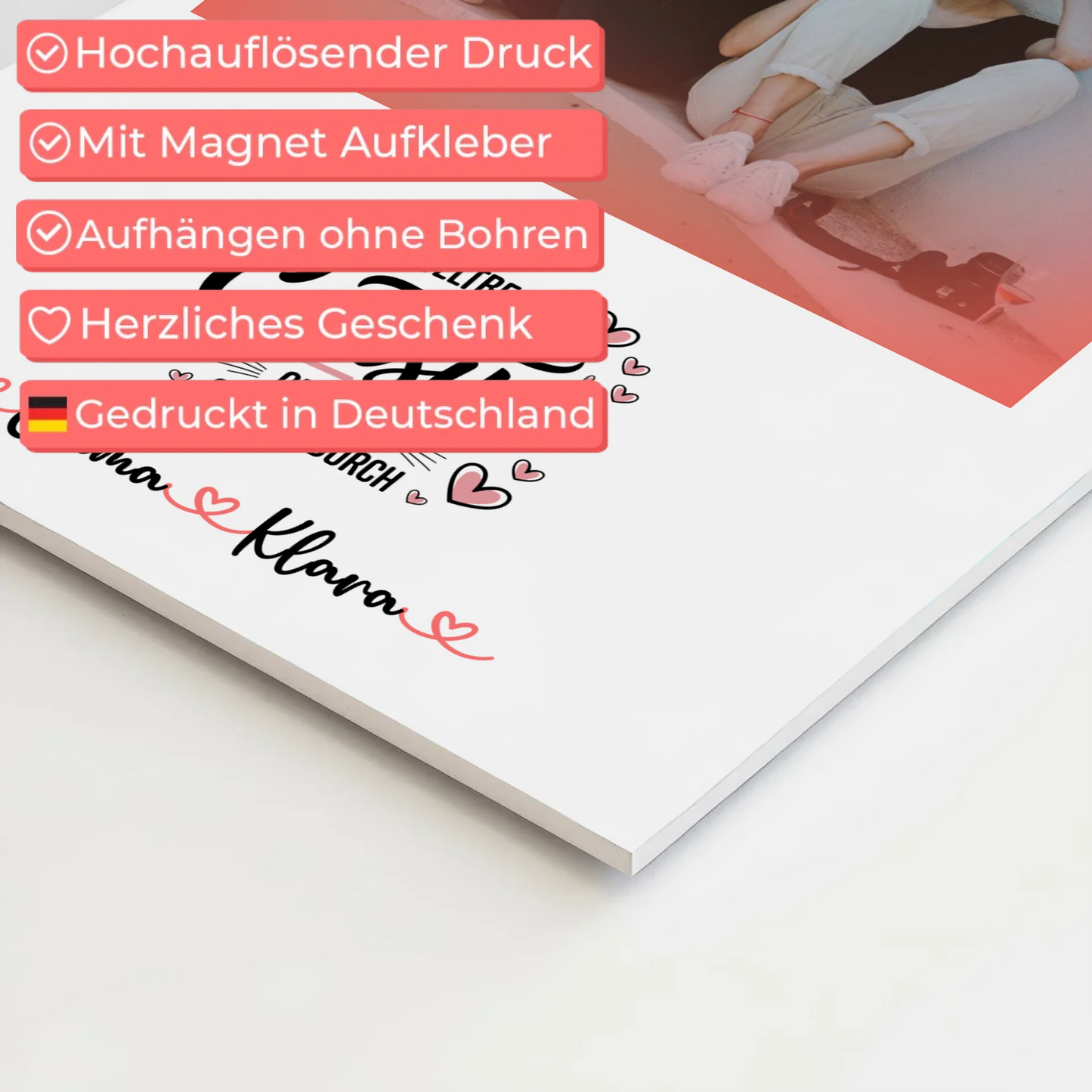 Fotoboard Magnet Wandbild Weltbeste Cousine mit Foto und Namen