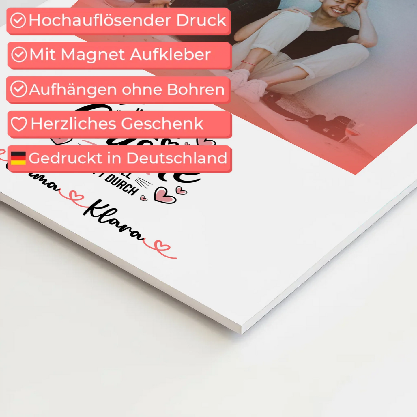 Fotoboard Magnet Wandbild Weltbeste Cousine mit Foto und Namen