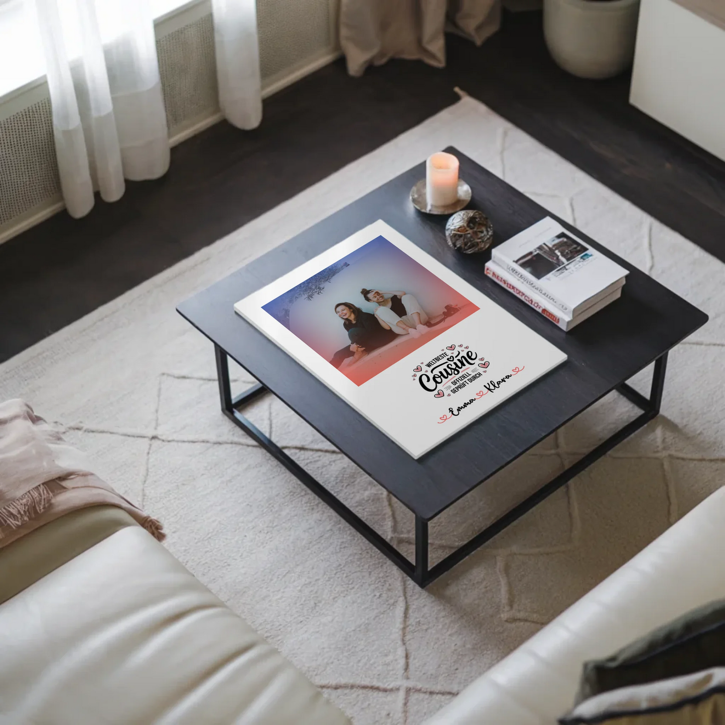 Fotoboard Magnet Wandbild Weltbeste Cousine mit Foto und Namen