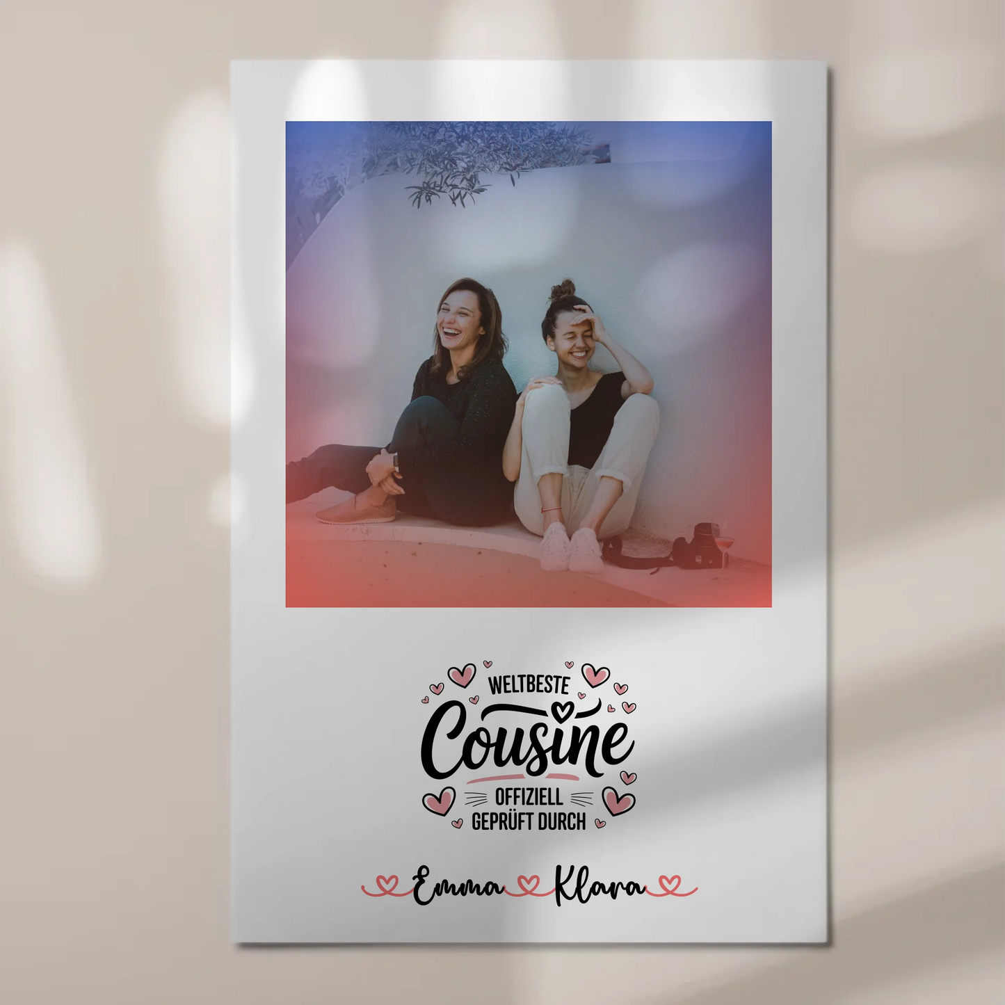 Fotoboard Magnet Wandbild Weltbeste Cousine mit Foto und Namen