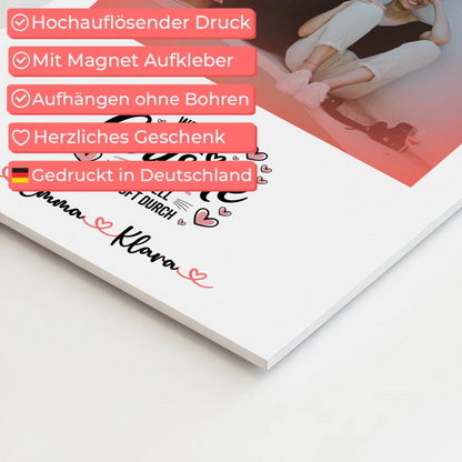 Fotoboard Magnet Wandbild Weltbeste Cousine mit Foto und Namen