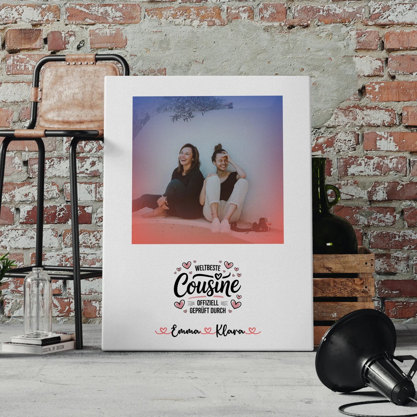 Leinwand Personalisiert Weltbeste Cousine mit Foto, Namen & Spruch