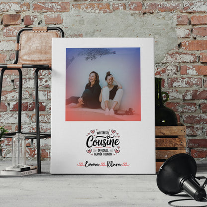 Leinwand Personalisiert Weltbeste Cousine mit Foto, Namen & Spruch