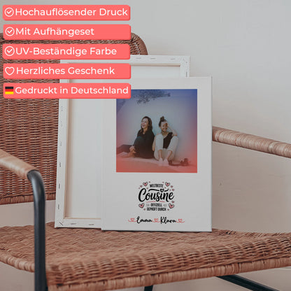 Leinwand Personalisiert Weltbeste Cousine mit Foto, Namen & Spruch
