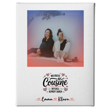 Leinwand Personalisiert Weltbeste Cousine mit Foto, Namen & Spruch