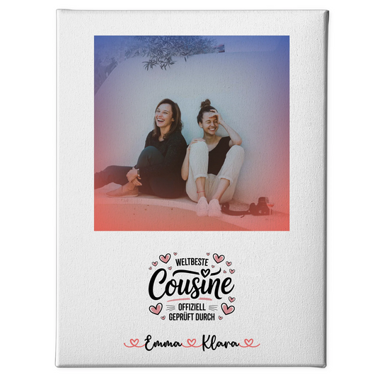 Leinwand Personalisiert Weltbeste Cousine mit Foto, Namen & Spruch