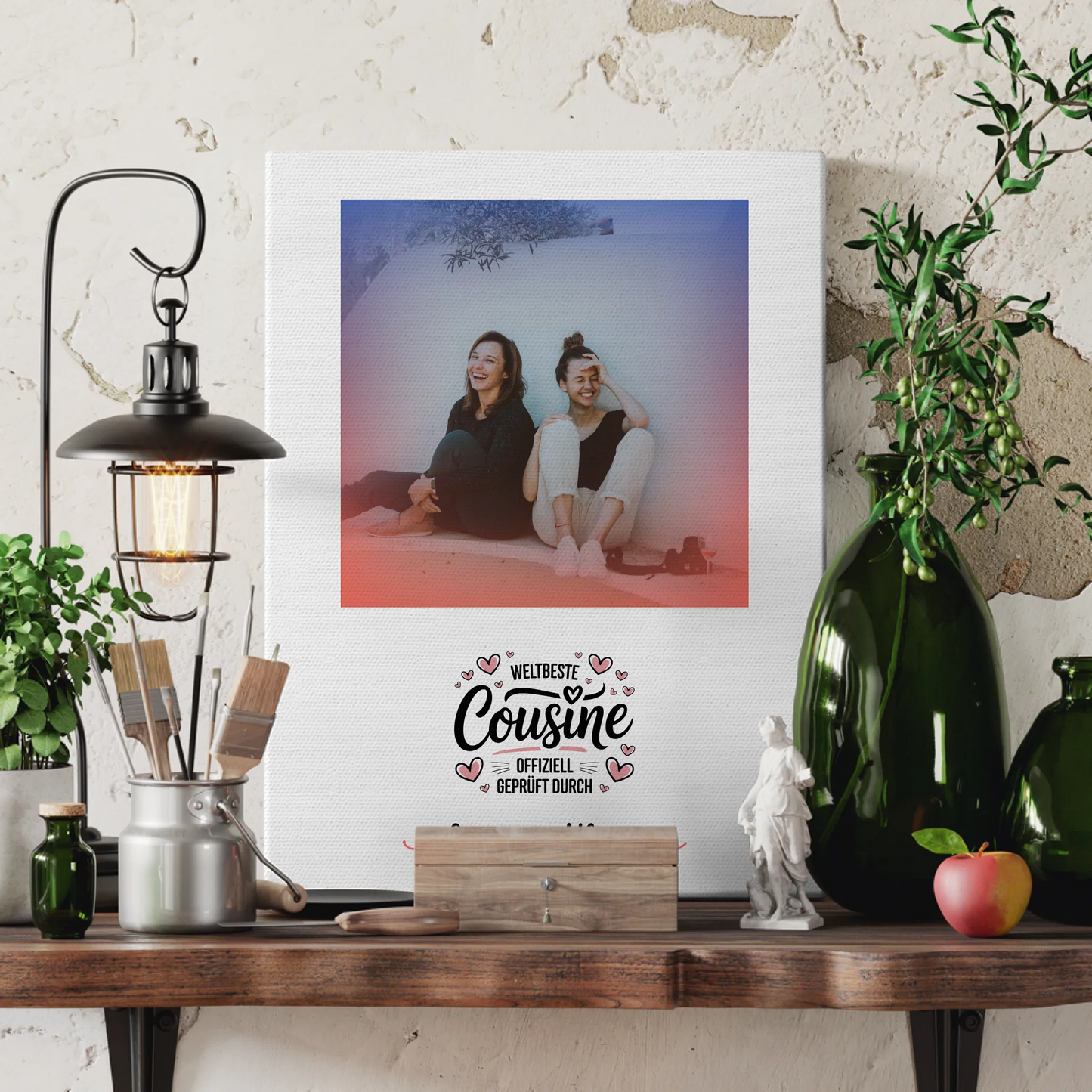 Leinwand Personalisiert Weltbeste Cousine mit Foto, Namen & Spruch