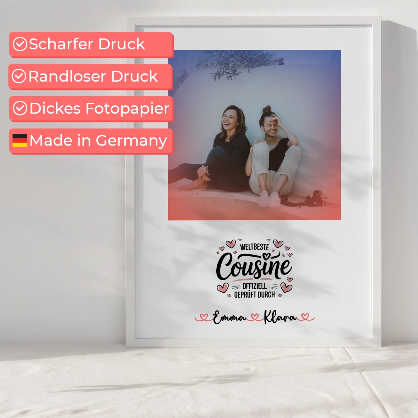 Foto Collage Poster Erstellen Weltbeste Cousine mit Namen 1 Foto