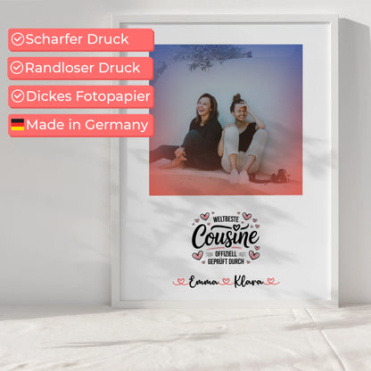 Foto Collage Poster Erstellen Weltbeste Cousine mit Namen 1 Foto
