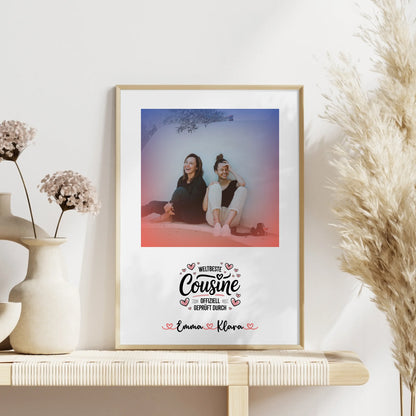 Foto Collage Poster Erstellen Weltbeste Cousine mit Namen 1 Foto